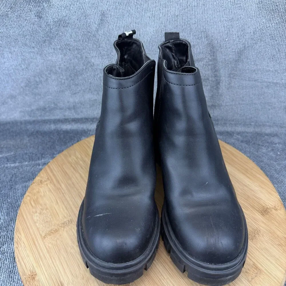 True Religion Boots Womens Size 7.5 Black Chelsea Ankle Lug Sole Block Heel - Picture 3 of 11